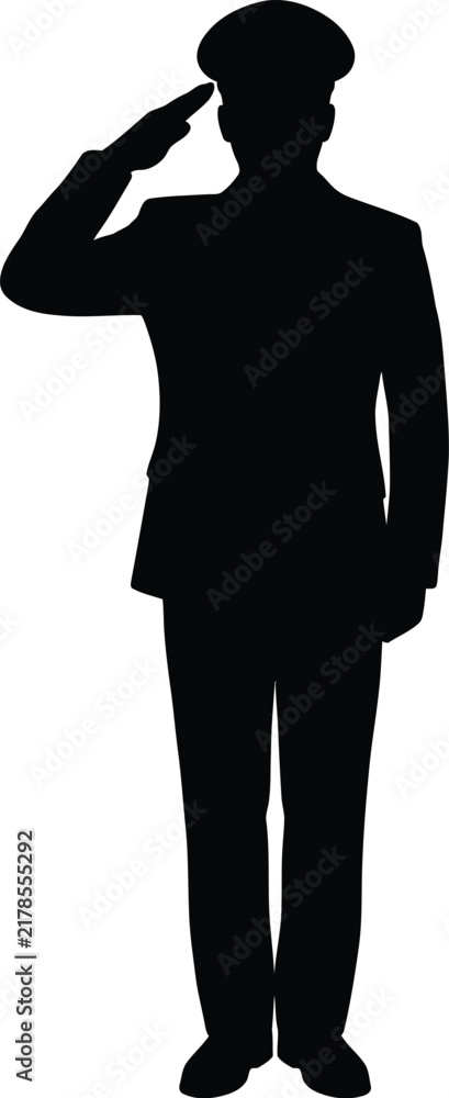 Fototapeta premium Military salute silhouette vector. Saluting soldier vector icon