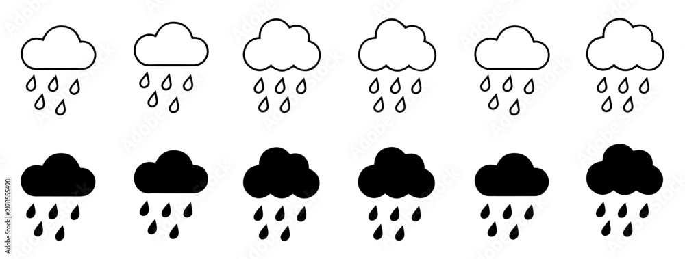 Obraz premium rain cloud weather icon vector silhouette