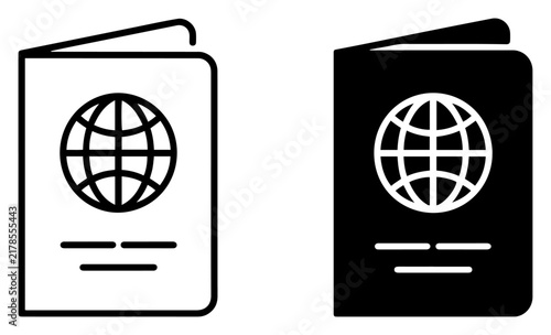 passport travel document globe icon set