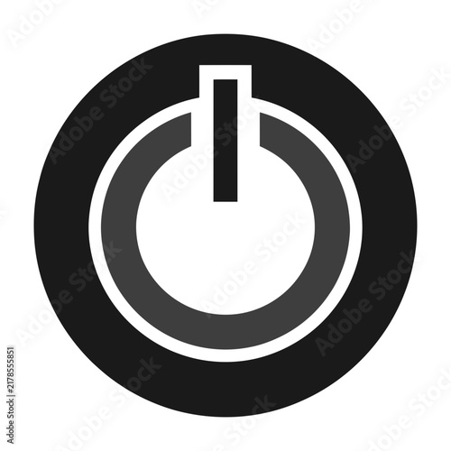 Power button icon in black and white circle symbolizing on off switch technology