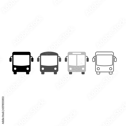 Four different shades of bus icons in a row on white background simple transportation