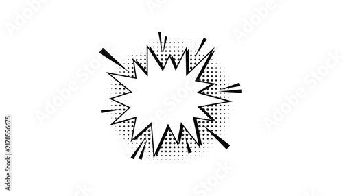 Plakat Blank comic book explosion speech bubble with halftone dot pattern on white background. vector illustration