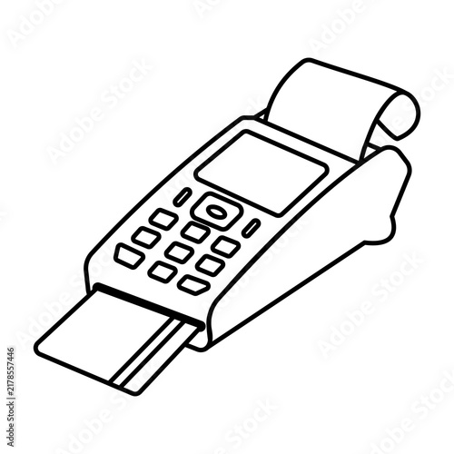 Vector Icon of a POS Terminal with Credit Card and Paper Receipt