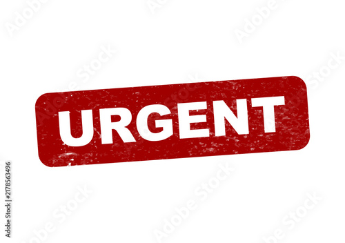 Red urgent stamp with bold white text isolated on transparent background
