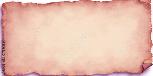 Abstract aged parchment paper texture with vintage orange vignette border edges for artistic background design and creative projects