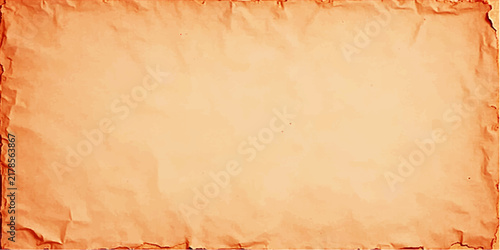 Abstract aged parchment paper texture with vintage orange vignette border edges for artistic background design and creative projects
