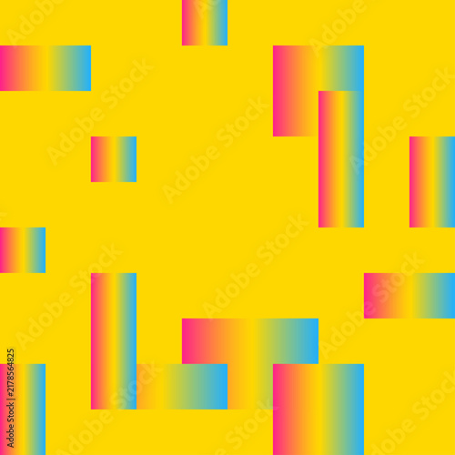 An abstract geometric design with a gradient effect. Space for text. Gradient squares on a yellow background. 