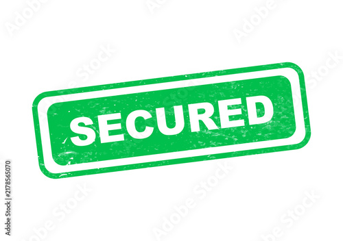 Secured green badge with white text on transparent background isolated on transparent background