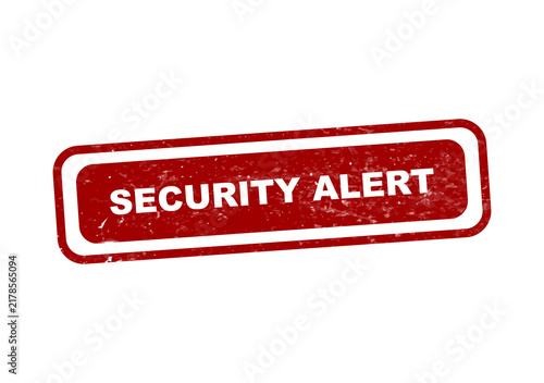 Security alert warning badge with red border isolated on transparent background