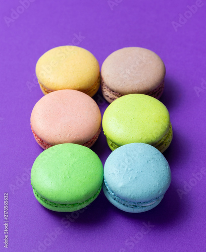French dessert macaroons. Almond flour. National cuisine. Vegetarian food.