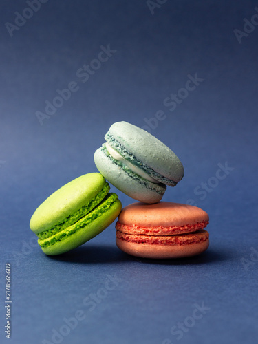 French dessert macaroons. Almond flour. National cuisine. Vegetarian food.