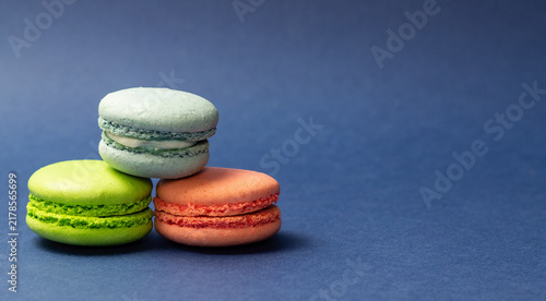 French dessert macaroons. Almond flour. National cuisine. Vegetarian food.