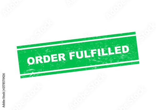 Картината върху платно Green order fulfilled stamp with red text isolated on transparent background