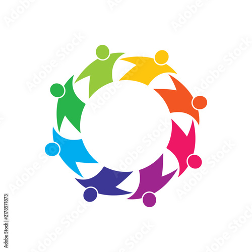 Colorful People Holding Hands in a Circle