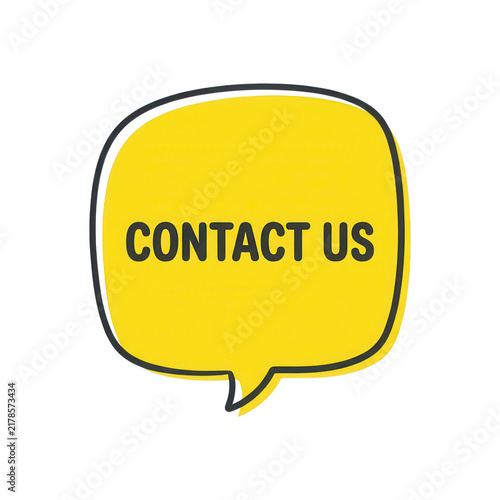 Yellow speech bubble with contact us text isolated on transparent background