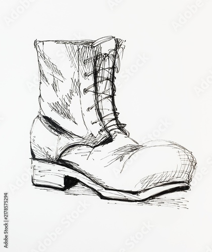 Hand drawn sketch of the men's boot
