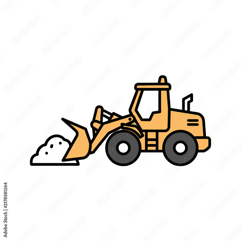 Fototapeta premium Yellow Front Loader Construction Vehicle Isolated Icon