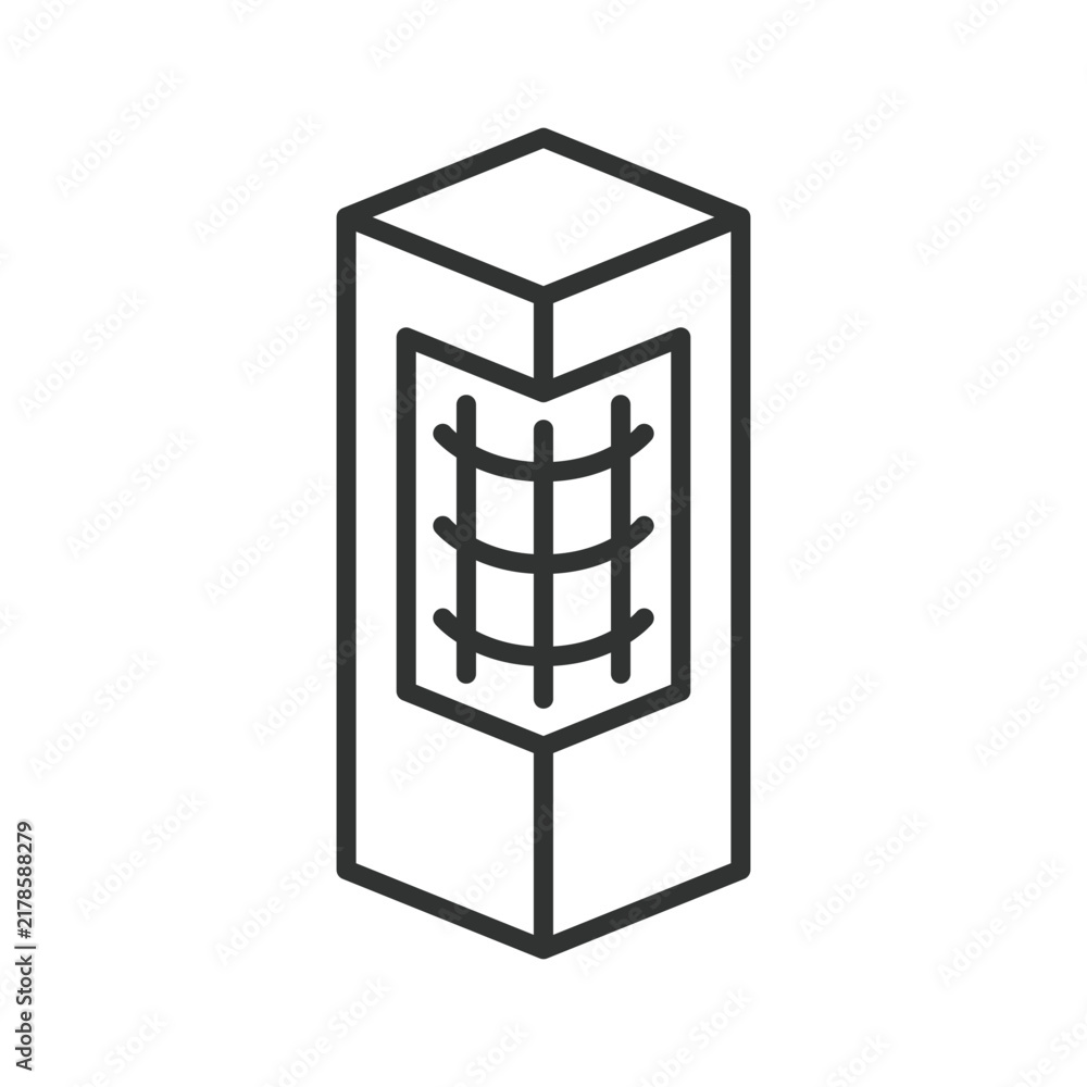 Naklejka premium Concrete column, icon in line design. concrete, column, pillar, construction, structure, support, building on white background vector. Concrete column editable stroke icon.