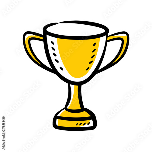 Gold trophy cup illustration for sports win and achievement.