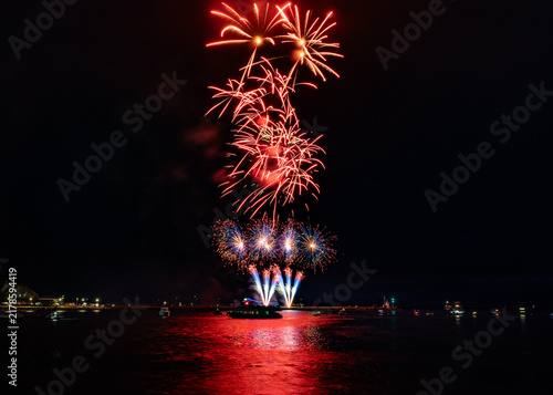 Fireworks From Nemisis Pyrotechnics Over The Water At The Barbican As Part Of The 2026 British Firework Championships Viewed From Queen Anne's Battery, Plymouth
