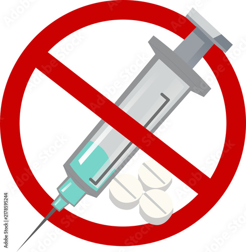 Creating No Drug Injection Sign With Syringe Drug Prohibition Icon For Substance Free Banner