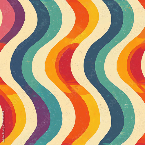 Vibrant Abstract Waves Pattern in Retro Color Palette for Design