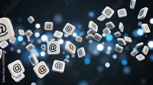 Abstract Email @ Symbol Icons Falling Background
