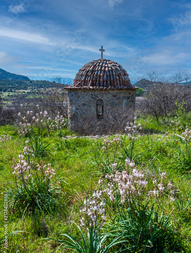 Saint Ignatios Monastery view in Lesvos Island of Greece