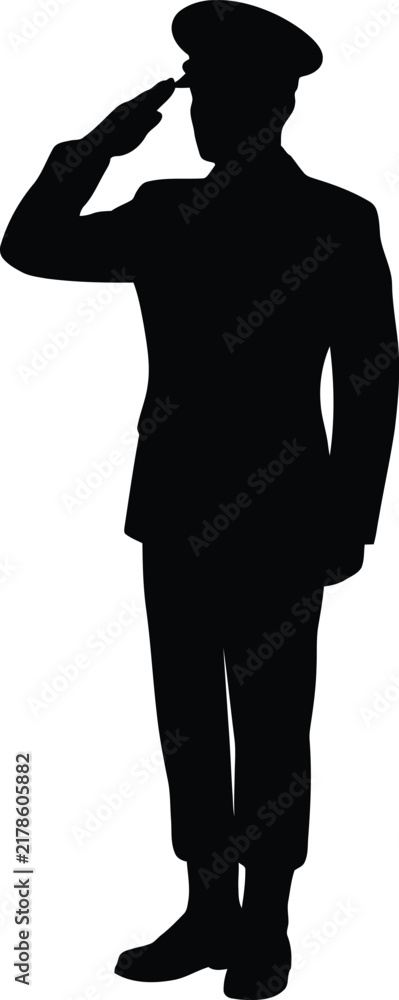 Fototapeta premium Soldier salute silhouette vector. Military salute vector icon