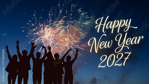 People celebrating new year with fireworks at night