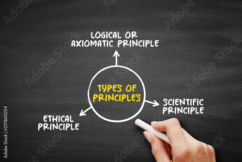 Bild auf Leinwand Types of principles diagram showing logical axiomatic ethical and scientific pri