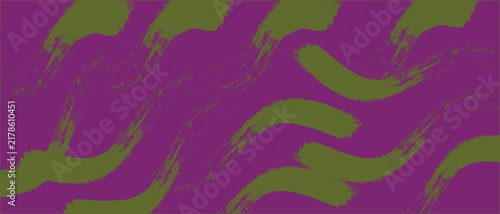 Abstract Green Brush Stroke Waves on Purple Background Vector Illustration