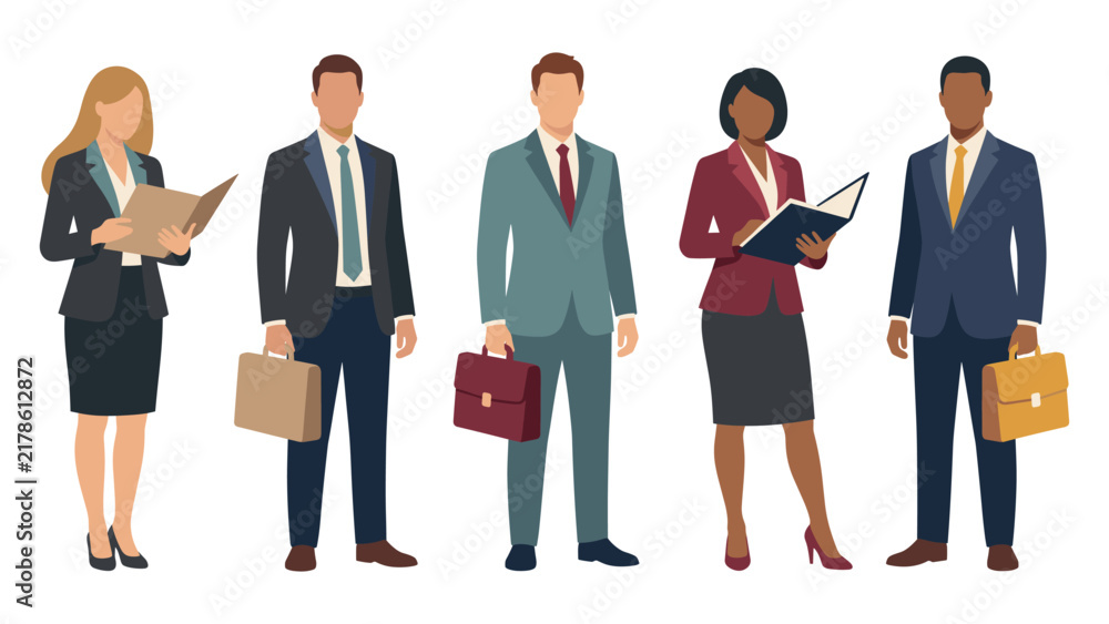 Obraz premium Professional business team standing in a row in formal attire wear.