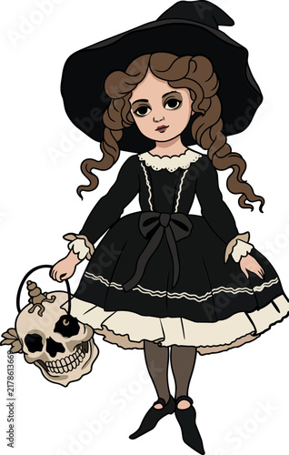 A pumpkin Halloween doll illustration