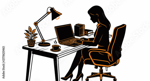 Modern Workspace Laptop Illustration