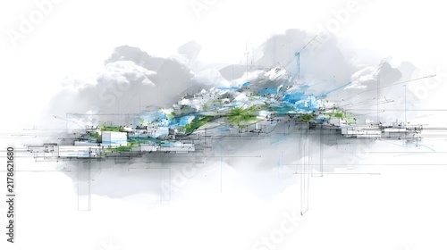 of artistic freedom represented by flowing abstract sketch lines