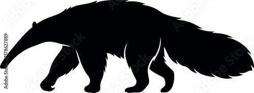 Giant Anteater Silhouette Icon Vector Illustration Isolated on White Background for Exotic Wildlife Logo Branding Mascot Tattoo Art and Nature Safari Concepts