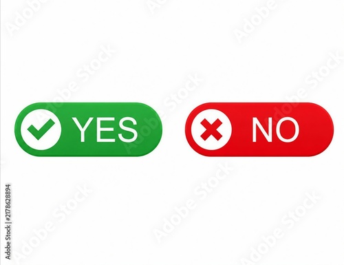 Yes and no button icons with check and cross symbols