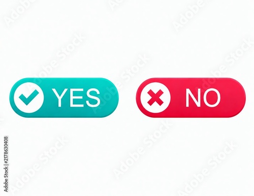 Yes and no decision buttons with checkmark and cross icons
