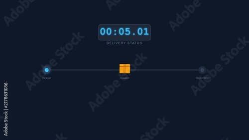 Online Delivery Status Tracking Animation with Digital Timer and Progress Bar for Shipping Service