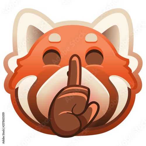 Bild auf Leinwand Shush Red Panda Face Emoji, Quiet Silence Hush Secret Hushed