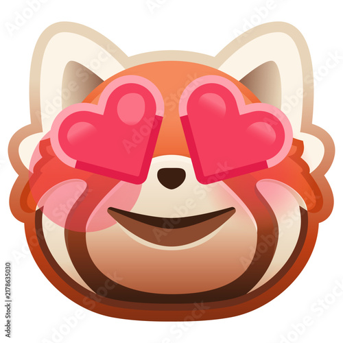 Foto Hearts Eyes Red Panda Face Emoji, Love Adoration Infatuation Enamored