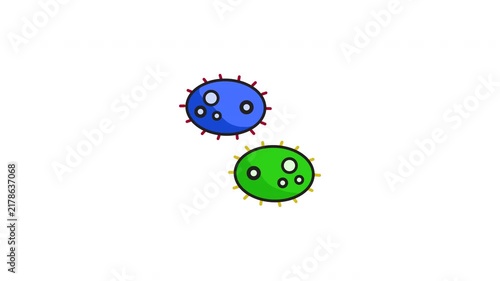 Blue green biological cartoon bacteria microbe cell suitable for science textbooks, educational materials, healthcare websites, biology presentations, medical blogs.