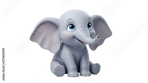 Cute Baby Elephant Sitting Isolated Transparent Background
