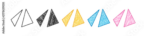 Картината върху платно Paired chalk triangles in childish style, crayon for website design