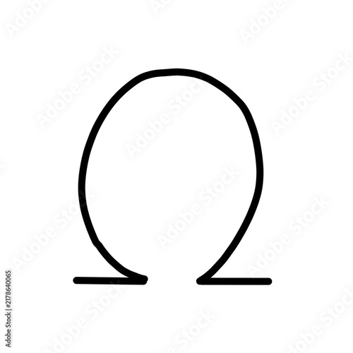 Ancient Greek alphabet history old Omega Hand drawn Organic line doodle