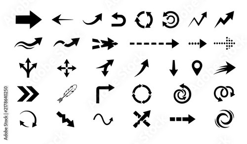 Creative Black Arrow Symbols and Direction Pointers Big Vector Set