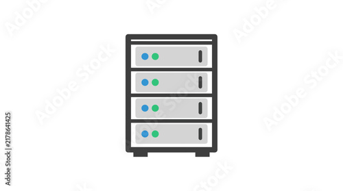 Minimalist Server Rack Illustration on White Background