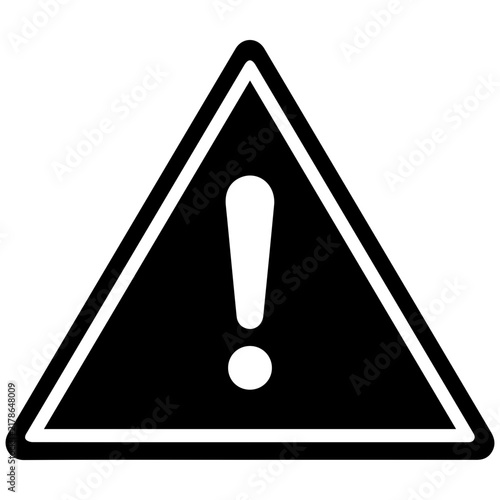 Warning triangle sign with exclamation mark icon for road safety and hazard alerts