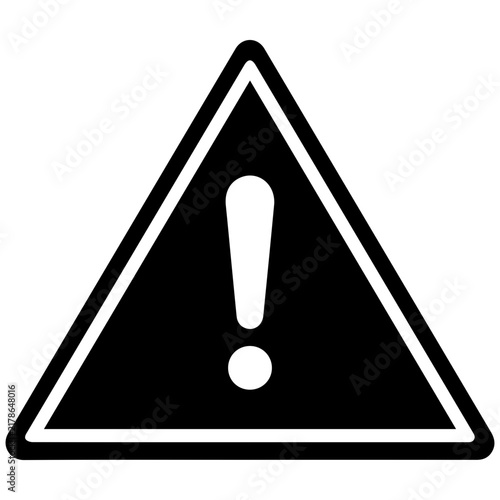 Warning triangle road sign icon with exclamation mark for safety and hazard alerts.